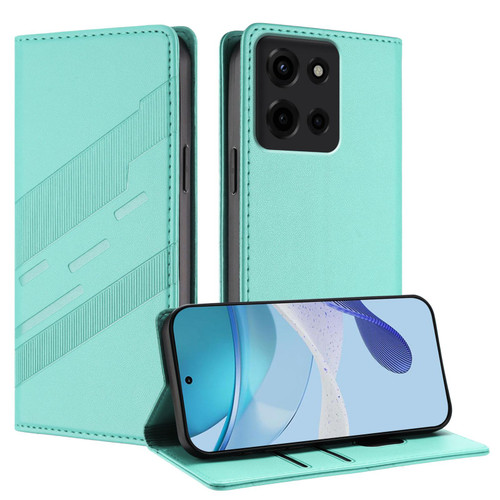 Moto G 2025 Embossed Multi-functional Wallet Retro Leather Phone Case - Mint Green